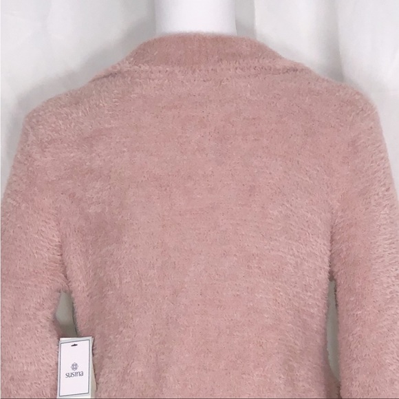 Susina Pink Adobe Soft Teddy Fleece Collared Button Down Cardigan Sweater SzXS - Picture 12 of 16